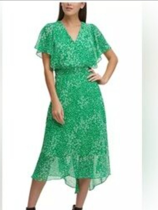 Dkny Dresses & Skirts - DKNY Green Floral Wrap Dress